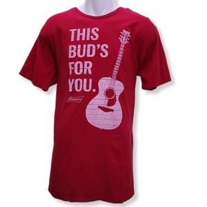 Budweiser Mens 2XL Graphic Tee Shirt Red 'This Buds For You' Short Sleeve Hanes